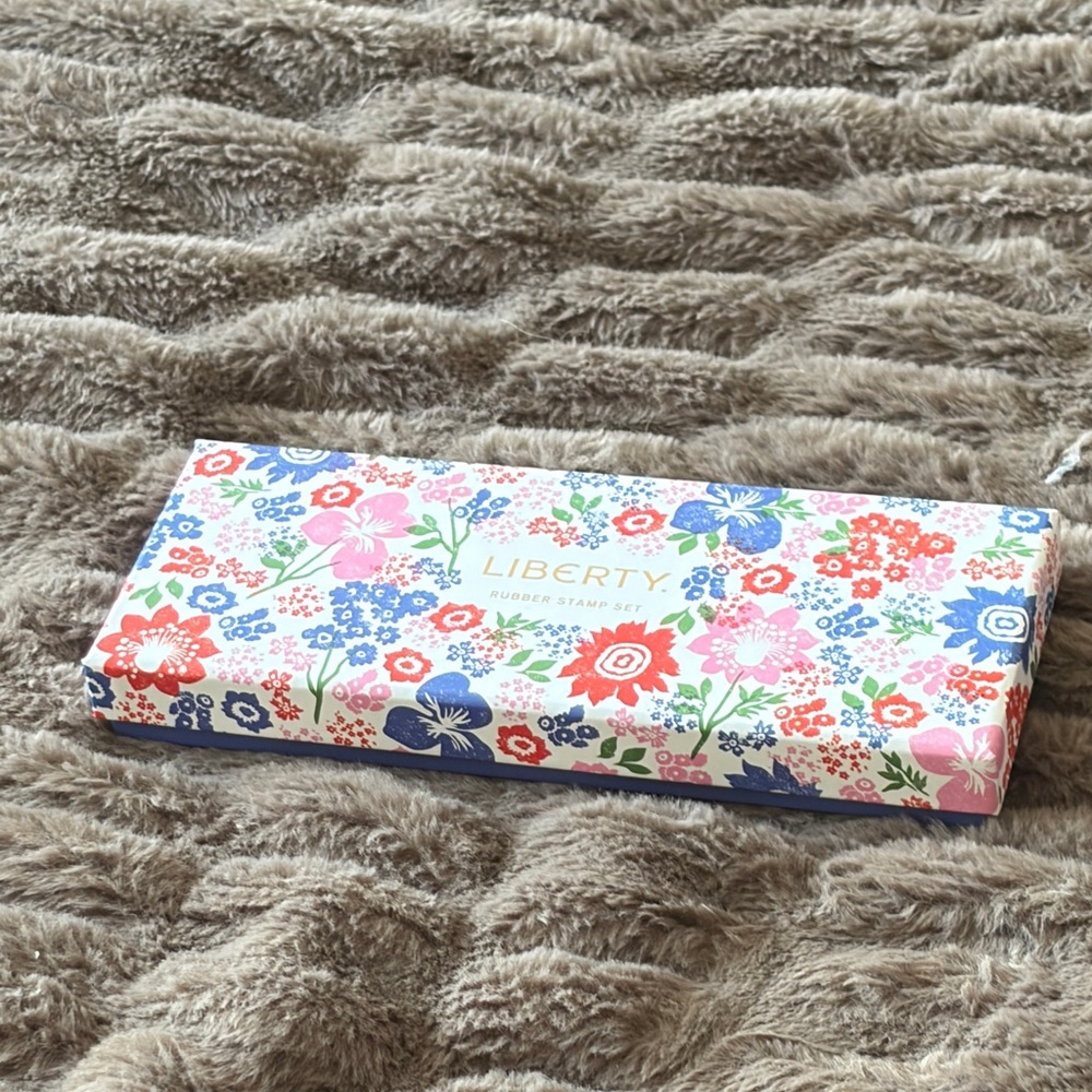 liberty Floral Rubber Stamp Set - Pink, Blue & Red